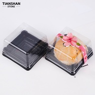 Tianshan 50Pcs 100g Moon Cake Box Square Shaped Multipurpose Plastic Egg Yolk Pastry Box for Festival