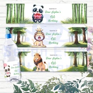 Custom Waterproof Sticker - Panda/Lion Sticker Animal Forest Theme  Personalized Birthday Sticker Water Bottle Label | Any Size | Cheap and Fast Printing | 1 Day Ready ！