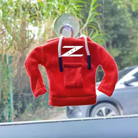 JDM‑Style Mini Hoodie Pendant With Z‑Letter Print, Minimalist Unique Suction‑cup Hanging Ornament Fo