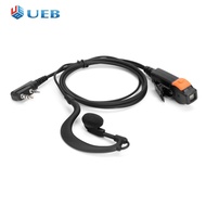2 Pin Walkie Talkie Headset Earphones K-Plug PU Wired Walkie Talkie Earwear Dual PTT with Microphone