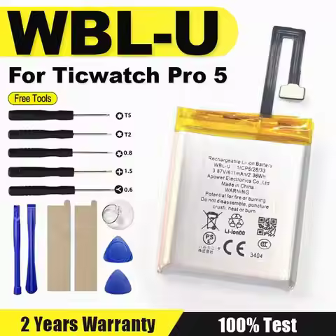 New Replacement WBL-U 3.87V 611mAh 2.36Wh Battery 452732 For Ticwatch pro 5 WBL-U Smart Watch Batter