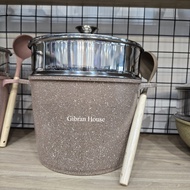 Pero Stock Pot Panci Gentong Granite 24cm with Glass Lid