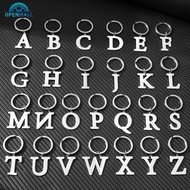 OPENMALL A-Z 26 English Letter Keychain Silver Color DIY Alphabet Key Ring Simple Metal Keychain for