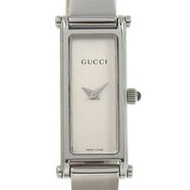 二手 Gucci 1500L 不鏽鋼石英錶，附模擬顯示和銀色錶盤，適合女士。