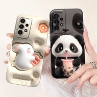 For Samsung Galaxy A32 4G A325F / A32 5G A326B Case Cover Liquid Soft Silicone Panda Cartoons Painted Camera protection Phone Casing for SamsungA32  4G 5G