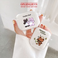 Airpods 1 2 3 pro 2 i12 Cookie Bear headphone case airpods case airpods transparent silicon