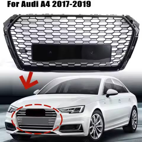 RS4 Style Honeycomb Grill Mesh Front Hood Grille Front Bumper Grill Center Grille For Audi A4 Avant 
