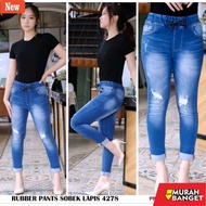 Women's Long Denim 27-38 NEW AUREL JEANS RUBBER WAIST VARIATION SELVEDGE TEARS NOT TRANSLUCENT