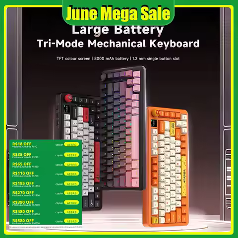 New AJAZZ AK820 MAX Plus Gaming Keyboard Tri Mode 8000mAh Gasket TFT Screen Hot Plug Mechanical Keyb