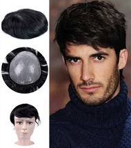 【READY STOCK】hair wig men toupee glue toupee men men wig forehead male wig men wig real human hair w