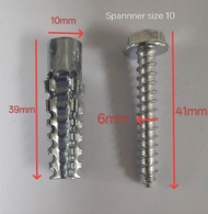 Metal Wall Plug / Wall Plug Besi / Iron Extension Anchor (Pack of 10)