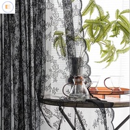EZ Ins Langsir Lace Hitam White Black Lace Curtain Window Screening Curtains Langsir Sheer Murah Liv