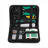 Network Tool Kit for Cat5 Cat5e Cat6, 11 in 1 Portable Ethernet Cable Crimper Kit with a Ethernet Cr