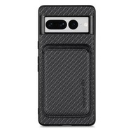 全城熱賣 - 適用於谷歌Pixel 7 Pro 纖維紋背貼Magsafe磁吸卡包手機保護套（黑色）
