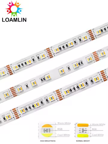 5m 5050 SMD RGBCCT 5 IN 1 LED Strip Light 60/96Leds/m RGB+CW/WW RGBWC Color Temperature High Brightn