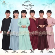 <<BAJU RAYA 2024>>KURUNG RIHANA KANAK-KANAK BUDAK PEREMPUAN SEDONDON IBU MAK ANAK BLACK DUSTY BLUE P