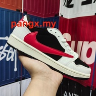 Actual pictures Travis scott x AJ1 low top basketball shoes black red