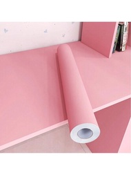 1卷純色防水壁紙房間粉色自粘黑白衣櫥廚房啞光傢俱壁貼,可自定義寬度