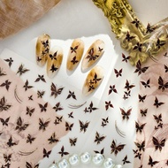 Retro Gilt Dark Brown Butterfly Nail Sticker M1279 High-End Elegant Butterfly Nail Sticker Nail Stic