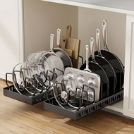 1PC Adjustable Pot Storage Rack Kitchen Pot Rack Storage Rack Cabinet Countertop Dish Rack Household