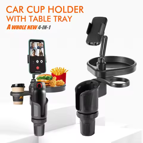 4 In 1 Car Cup Holder Expander Tray with Phone Holder Car Drink Holder 2 Cup Holders Road Trip & Car