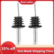 2pcs Stainless Steel Liquor Spirit Pourer with Rubber Stopper