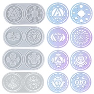♞ Seven Chakra Hanging Ornament Crystal Epoxy Resin Mold Coaster Cup Mat Pad Silicone Mould DIY Craft Home Decoration Casting Tool
