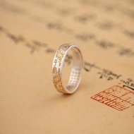 Golden Tang Grass Ring Womens Sterling Silver Vintage Ethnic Heart Sutra 2025 New