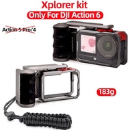 Xplorer Grip Kit For DJI OSMO Action 6 Camera Metal Rabbit Cage Street Photography Handle Bundle Mag