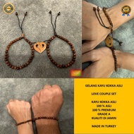 ( COUPLE SET ) GELANG KAYU BUAH KOKKA KOKA ASLI LOVE SET 6 MM ORIGINAL WOOD TENGGELAM AIR MADE IN TU