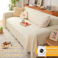 Nordic Sarung White/Grey/Cream Sofa Cushion Cover 1/2/3/4 Seater Full Set Waterproof Alas Kain Sofa 