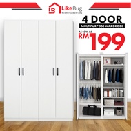 ⚡️LIKE BUG⚡️4 door wooden wardrobe/2door multifunctional wardrobe WITH 2 hanging pole