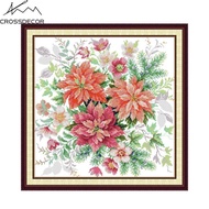 Crossdecor Flower DIY Embroidery Kit Needlework Euphorbia Pulcherrima Pattern Cross Stitch for Begin