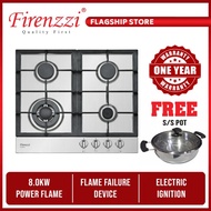 Firenzzi 4 Burners Stainless Steel Gas Hobs (60cm) [Free Stainless-Steel Pot] FH-6408 SS