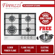 Firenzzi 60cm 4 Burners Stainless Steel Gas Hobs FH-6408 SS FREE Stainless Steel Pot (Bubble Wrappin