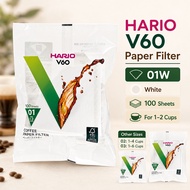 HARIO V60 Paper Coffee Filters - 100 Sheets Various Sizes White