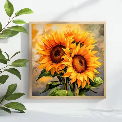 11CT DIY Cross Stitch Kit 40x40cm / 15.7x15.7 Inch Sunflower Pattern Cross Stitch Material Bundle fo