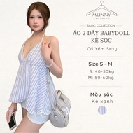 MUNNY CLOTHING babydoll vertical striped flared shirt, sexy halter neck dress 519