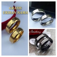 NAME RING Titanium gold ring engraved with couple's name & date for men and women