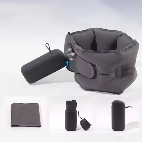 Manual Inflation Inflatable Neck Pillow Ultralight Breathable Travel U-shaped Pillow 360° Support Co