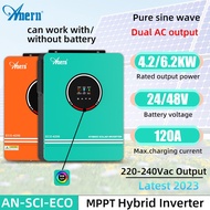 Anern Hybrid Inverter 4.2KW/6.2KW MPPT Pure Sine Wave Solar Inverter 24V/48V 500VDC PV Input Hybrid 