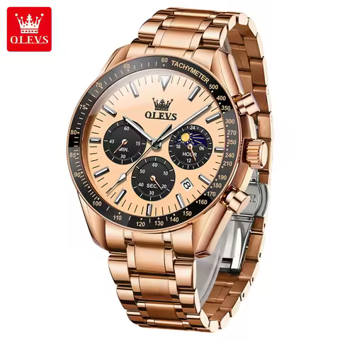 OLEVS 3618 Men's Watch Multifunctional Moon phase Waterproof Fashion Men's Quartz Watch