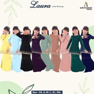 Baju Kurung Raya Lace Laura Sedondon Budak - Purple/Baby Blue/Dusty Green/Soft Yellow/Black/Dusty Pink (Size XS-2XL)
