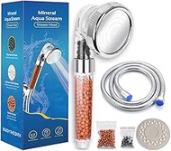 Shower Head with Hose 2 m, Water-Saving Shower Head with Mineral Stones Ion Hand Shower Pressure Inc