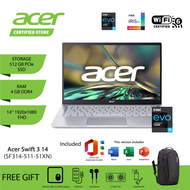 Acer Swift 3 SF314-511-51XN Intel Core I5-1135G7/8GB LPDDR4X/512GB SSD/14"FHD/2yr Local Warranty with 1st YR ITW/W11/Free Office Home &amp; Student