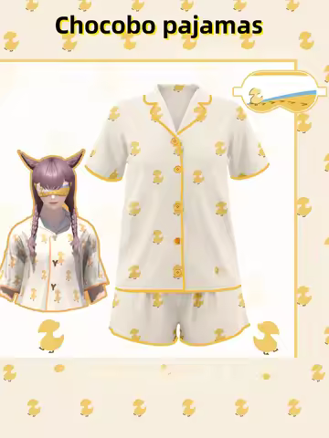 Final Fantasy XIV Anime Cosplay Costume Chocobo Pajama Set FF14 Eye Patch Long Short Sleeve Sleepwea