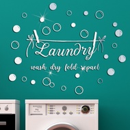 JM801 Laundry RoomlaundryEnglish Proverbs Bubble Acrylic Mirror Stickers Stereo Mirror Wall Stickers