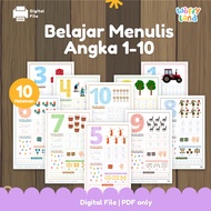 WUFFYLAND PDF DIGITAL FILE Worksheet Learn to Write Basic Numbers 10 Pages Equipped with Pictures an