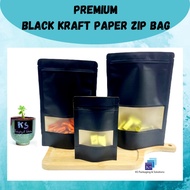 (50pcs) Black Kraft Paper Zip Lock Bag/Kraft Paper Zipper Bag/Goodies Bag Kraft/Kraft Paper zip lock bag window