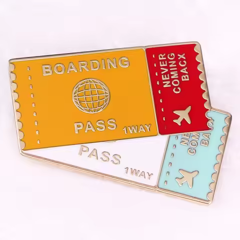 Boarding pass funny meme badge passenger boarding card hard enamel Pin brooch jewelry Travel Wanderl